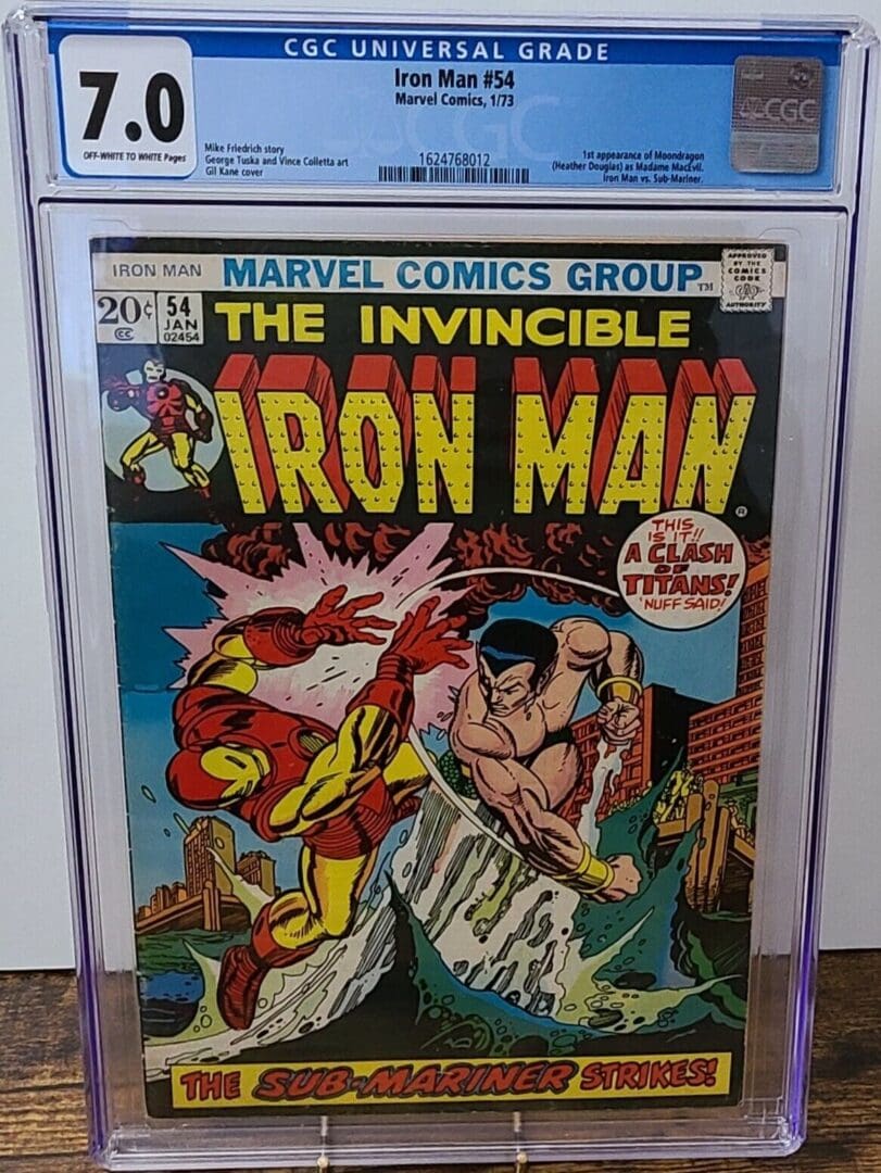 A comic book cover with iron man and wolverine.